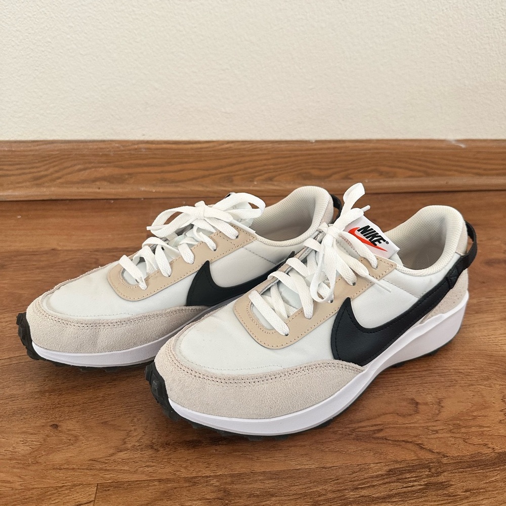 Nike White and Tan Waffle Debut Shoes
